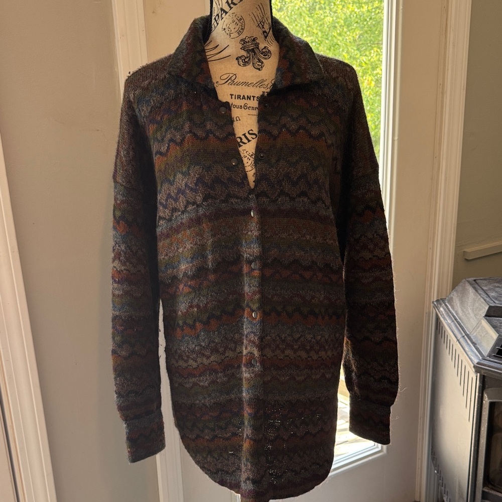 Peruvian Connection Multicolor Zigzag Alpaca Knit… - image 1